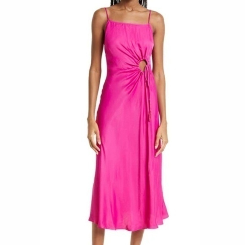FARM Rio Pink Spaghetti Strap Sundress Midi